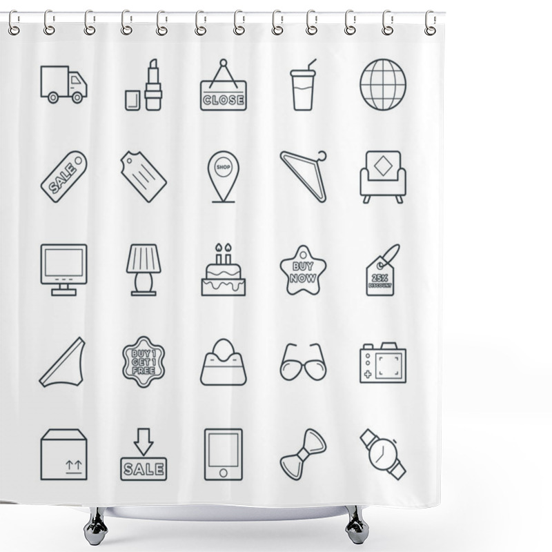 Personality  Shopping Cool Vector Icons 3 Shower Curtains