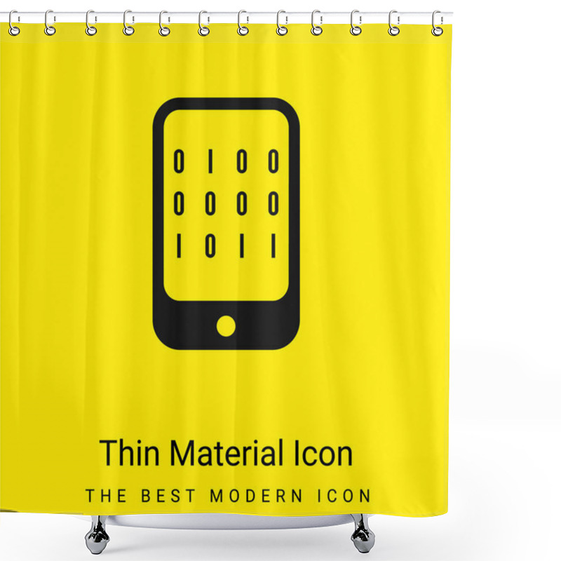 Personality  Binary Data Of A Computer Minimal Bright Yellow Material Icon Shower Curtains