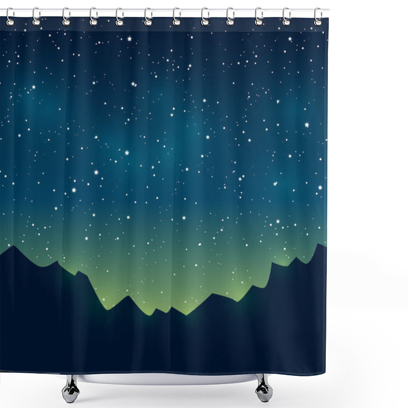 Personality  Mountains Silhouettes On Starry Sky Background Shower Curtains