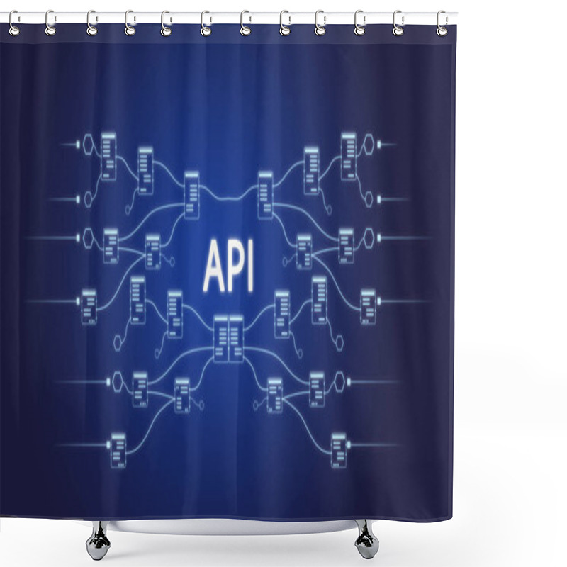 Personality  API, Application Programming Interface, Technology And Software Development Tool, API Technology Integration, Internet And Networking Concept Shower Curtains