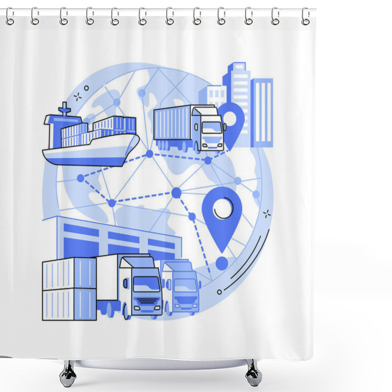 Personality  Blockchain In Transport Technology Abstract Concept Vector Illustration. Shower Curtains