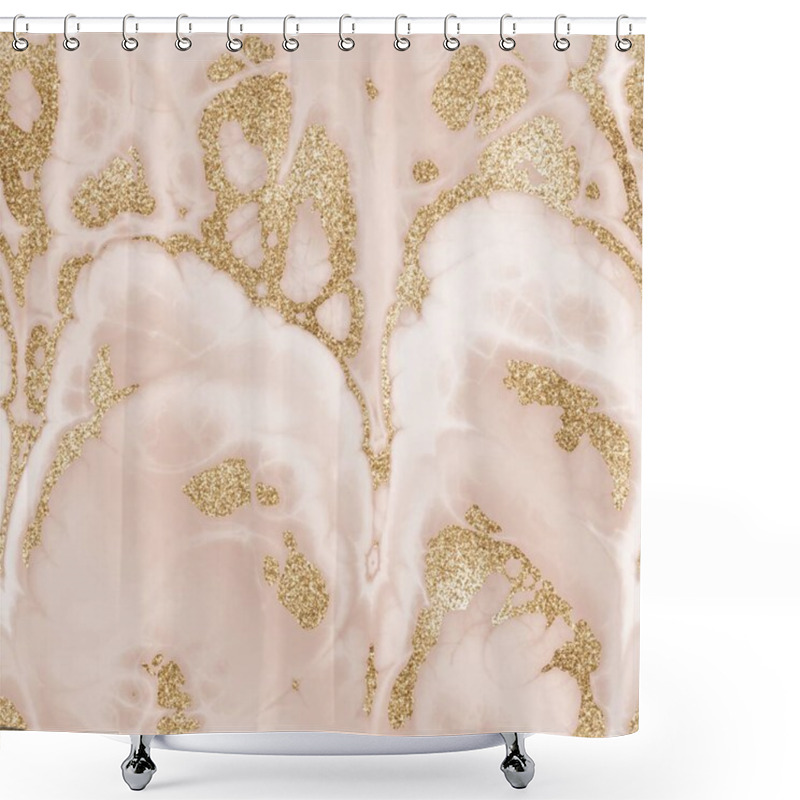 Personality  Seamless Pink Glitter Luxury Marble Pattern Design Shower Curtains