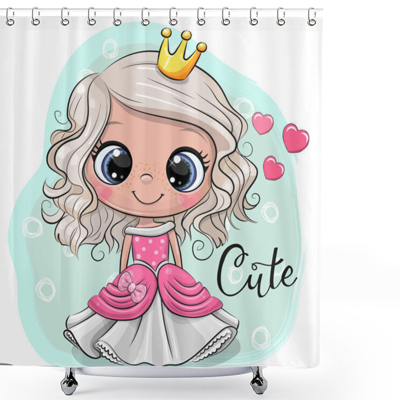 Personality  Fairy Tale Princess On A Blue Background Shower Curtains