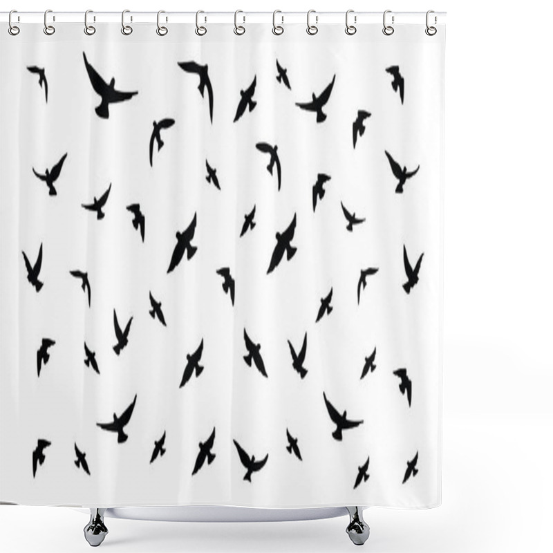 Personality  Silhouette Of Birds Flying In The Sky. Shower Curtains