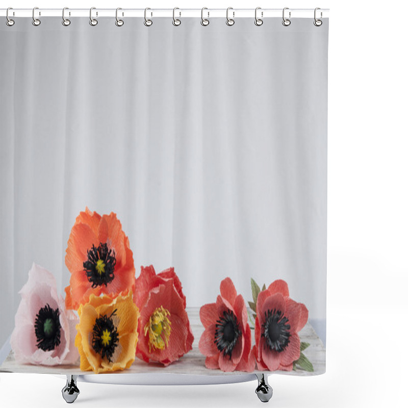 Personality  Paper Iceland Poppies And Anemone Flowers Shower Curtains