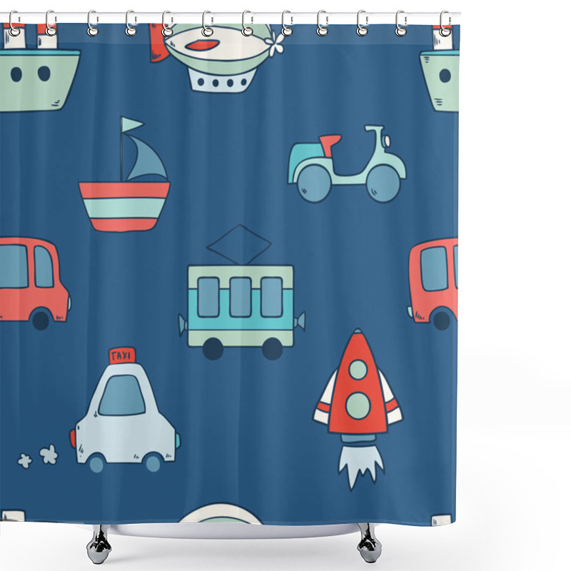 Personality  Pattern With Transportation Icons Shower Curtains