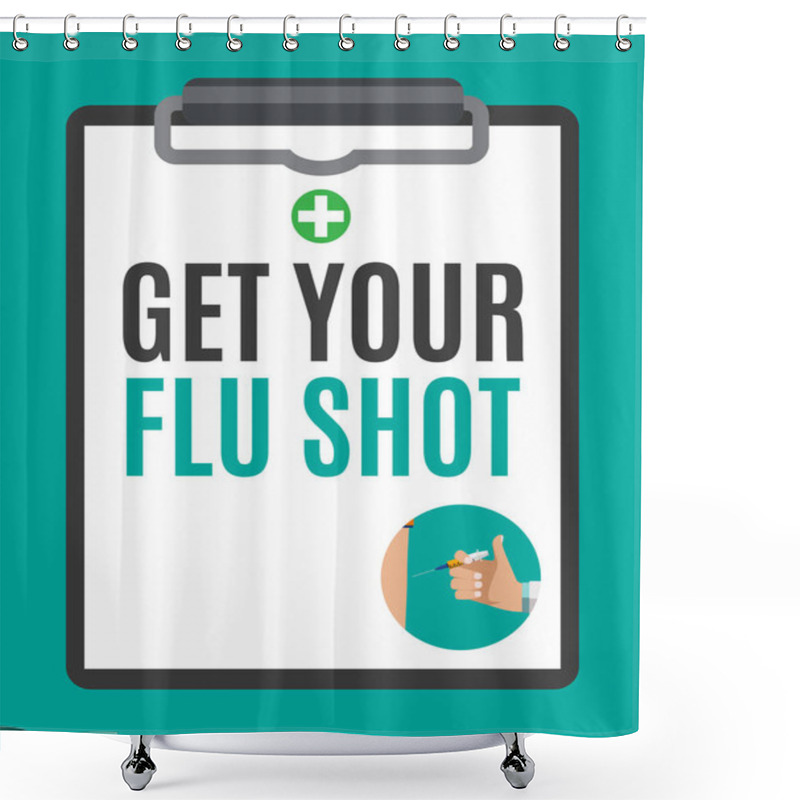 Personality  Get Your Flu Shot Vaccination Concept Flat Background. Vector Il Shower Curtains