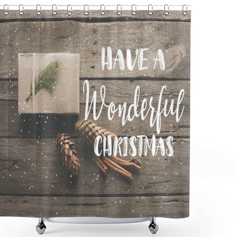 Personality  Christmas Gift With Pine Cones  Shower Curtains