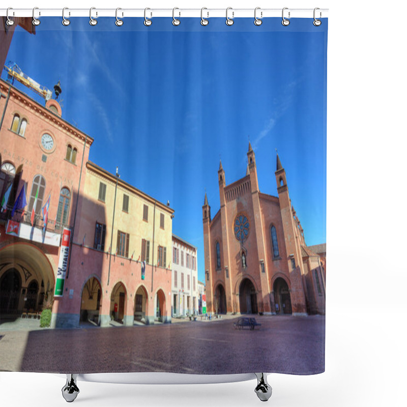 Personality  Central Plaza Of Alba, Italy. Shower Curtains