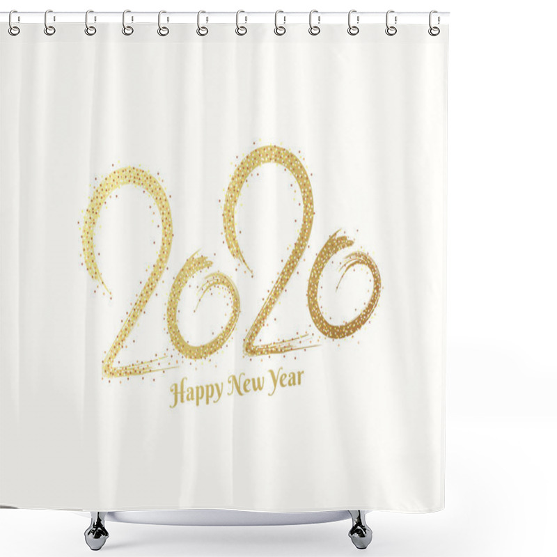 Personality  2020 Text In Glitter Brush Stroke Effect On White Background For Shower Curtains