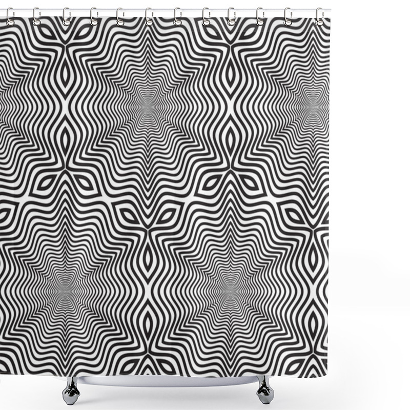 Personality  Black And White Op Art Design, Vector Seamless Pattern Backgroun Shower Curtains