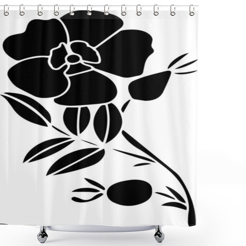 Personality  Rosehip Vector Stencil, Black And White Shower Curtains