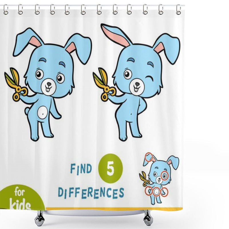 Personality  Find Differences, Education Game, Rabbit And Scissors Shower Curtains