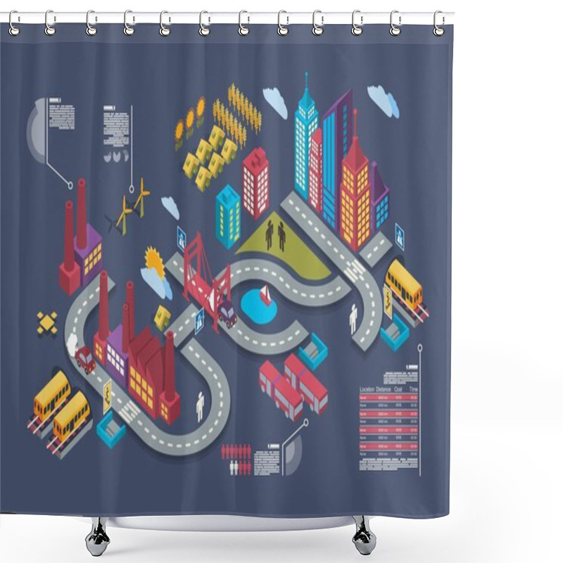 Personality  City Info Graphic Shower Curtains