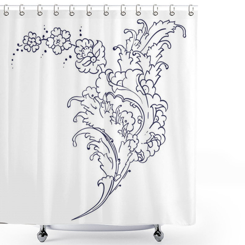 Personality  Iznik Style Floral Drawing Shower Curtains