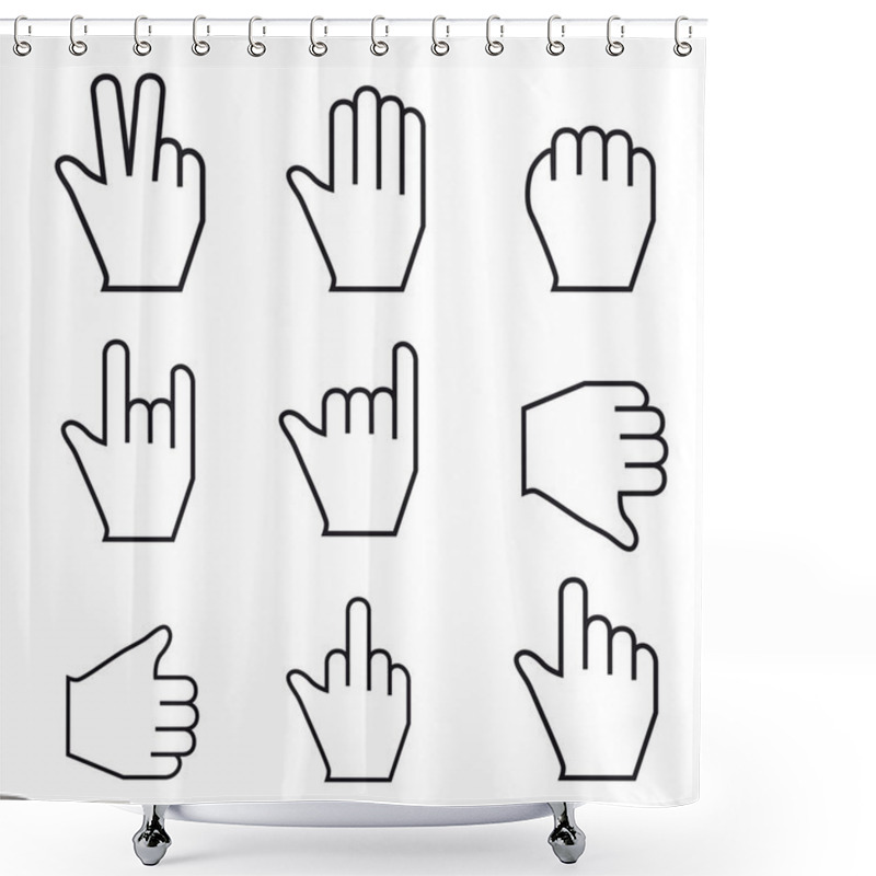 Personality  Black And WhiteVector Mouse Cursor Hand Set Shower Curtains