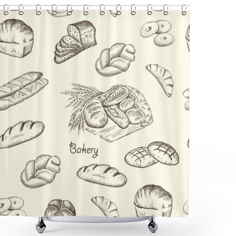 Personality  Hand Drawn Bakery Shower Curtains