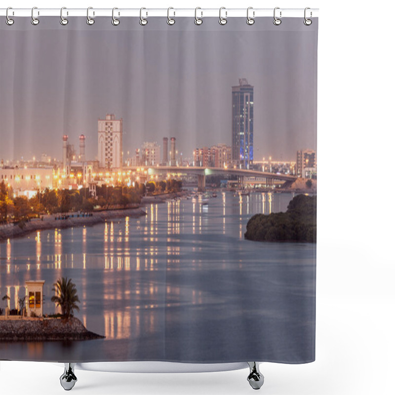 Personality  Ras Al Khaimah Creek At Dusk. Emirate Of Ras Al Khaimah, United Arab Emirates Shower Curtains