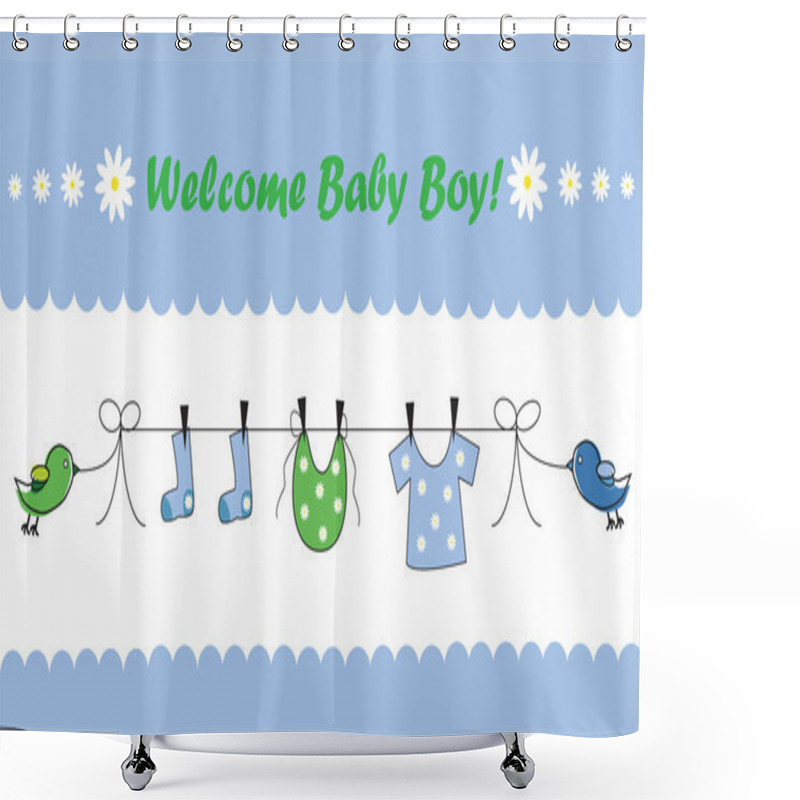 Personality  Welcome Baby Boy Shower Curtains