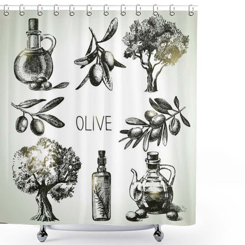 Personality  Hand Drawn Olive Set Shower Curtains