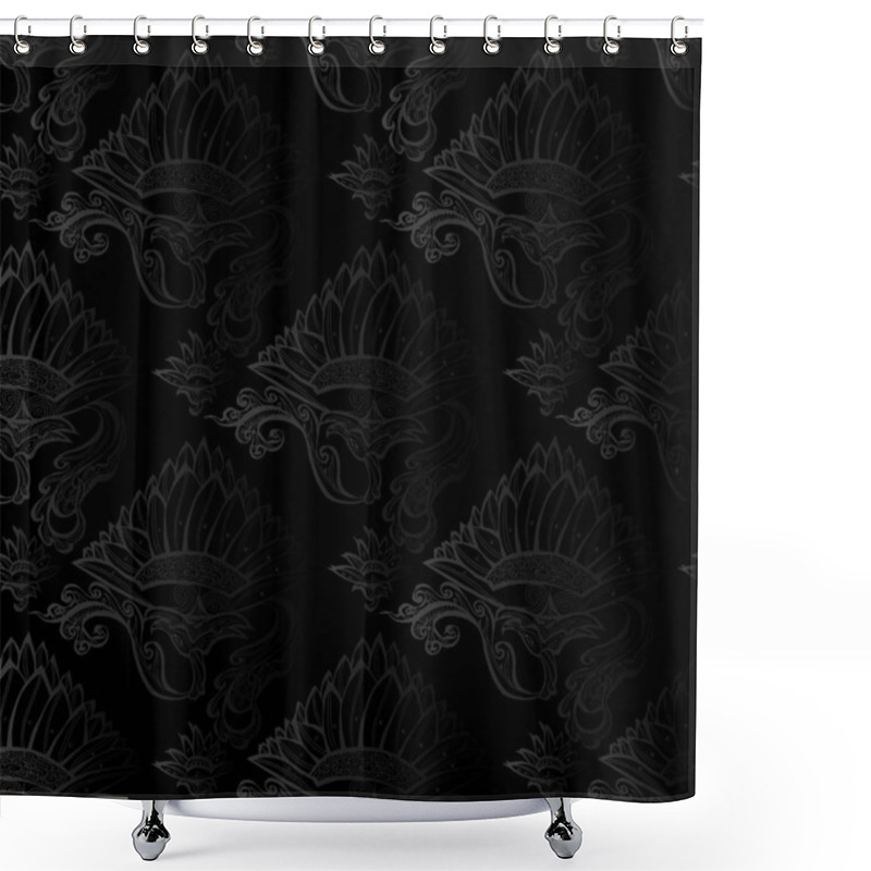 Personality  Gothic Seamless Pattern On A Black Background Shower Curtains