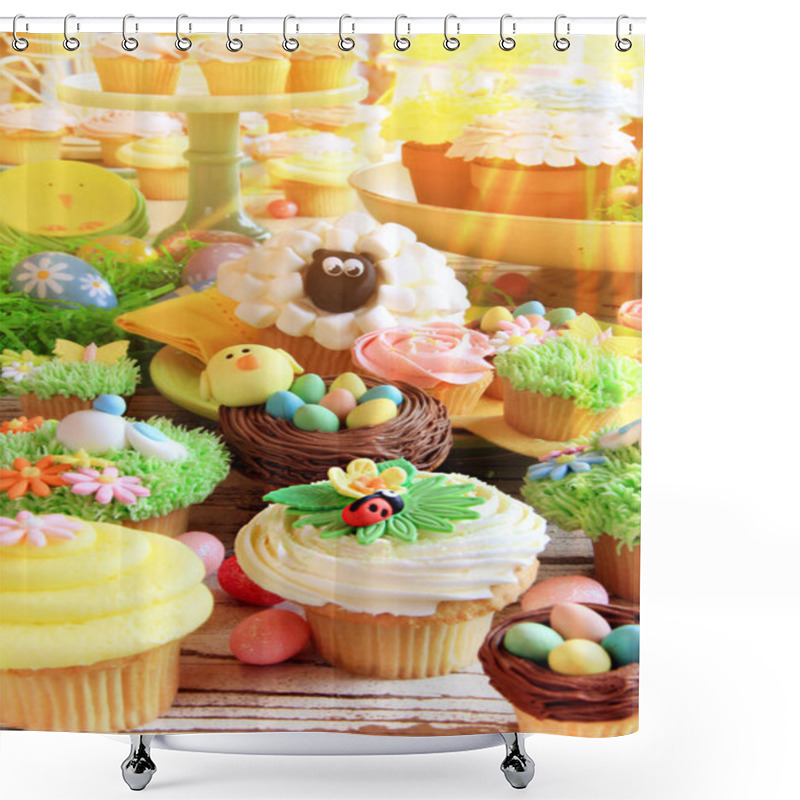 Personality  Easter Cupcakes And Easter Eggs Shower Curtains