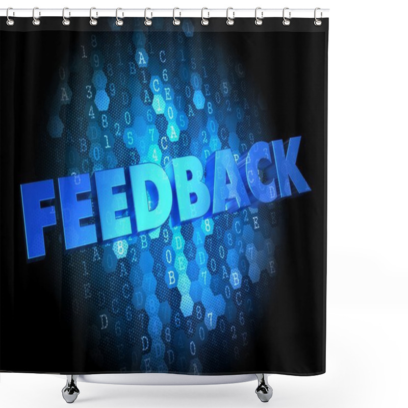 Personality  Feedback On Dark Digital Background. Shower Curtains