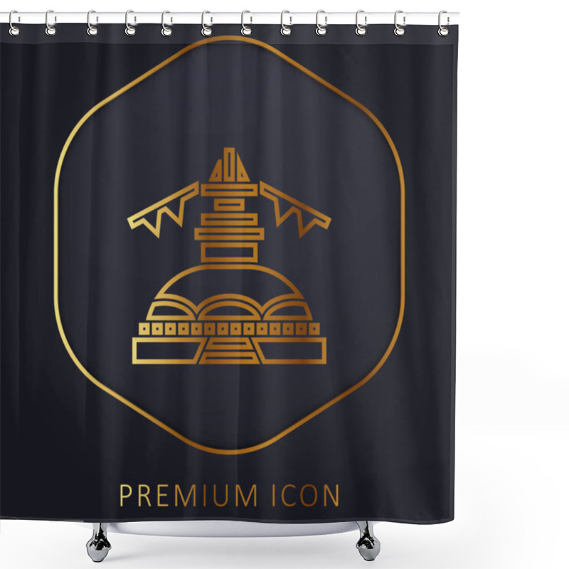 Personality  Boudhanath Golden Line Premium Logo Or Icon Shower Curtains