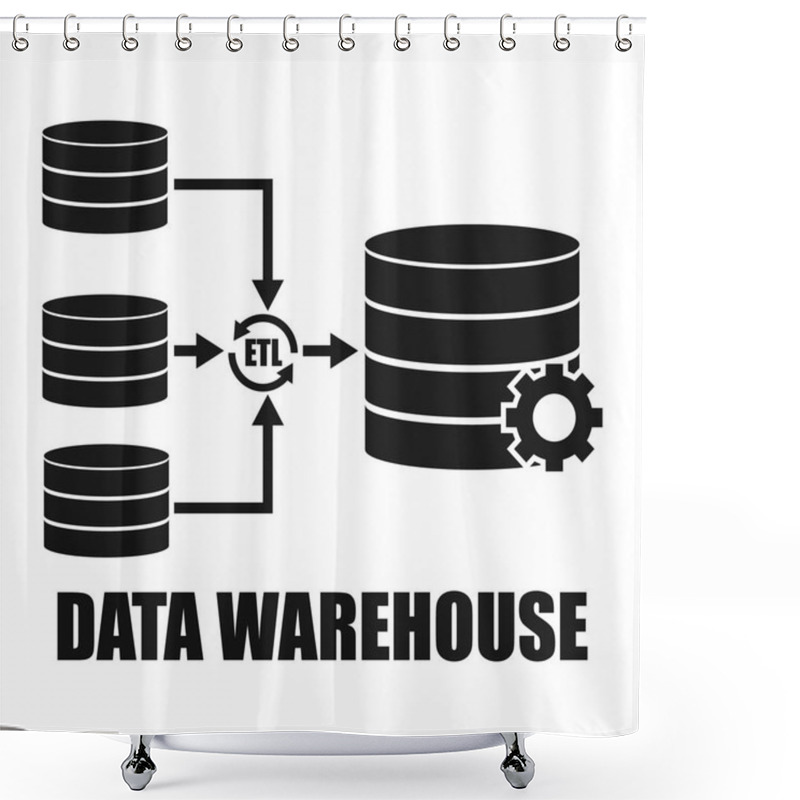 Personality  Data Warehouse Architecture Environment Design. Vector Illustration Technology Solution Tend Concept Design. Shower Curtains