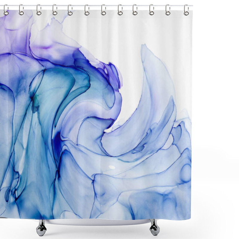 Personality  Natural Abstract Fluid Art Painting With Alcohol Ink Technique. Soft Dreamy Colors Create Transparent Wavy Lines. Shower Curtains