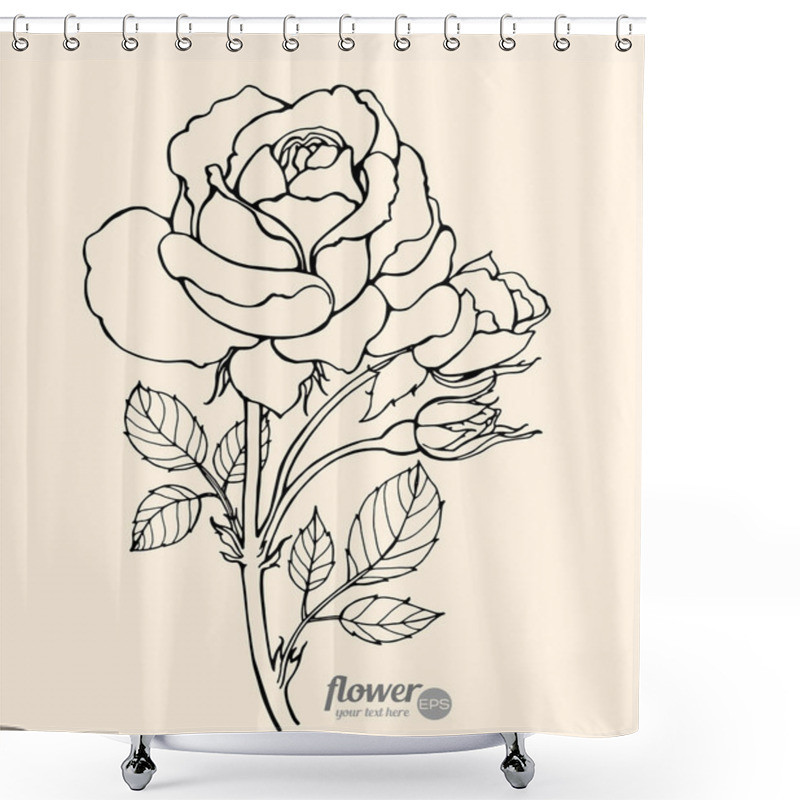 Personality  Rose Isolated. Vector. Hand Drawn Artwork Shower Curtains