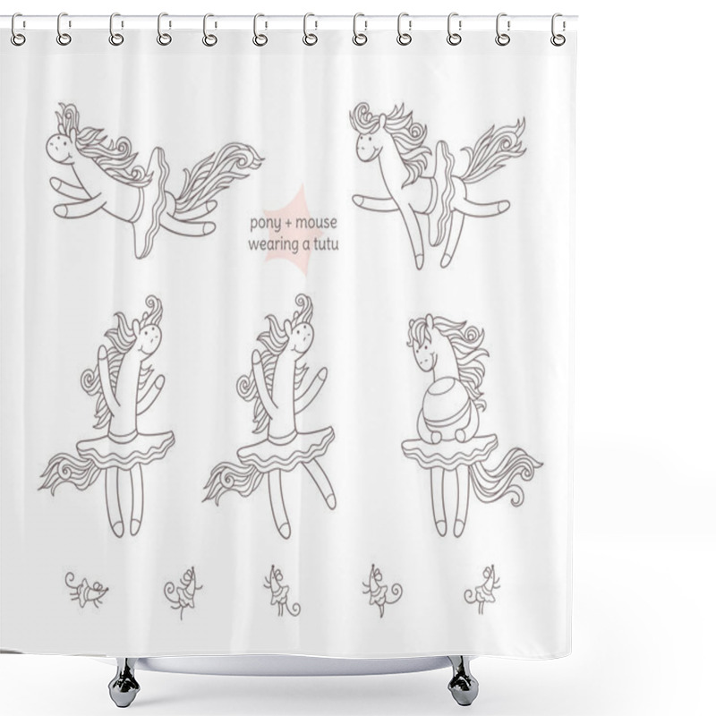 Personality   Elements With Cute Ponies  And Mice. Shower Curtains