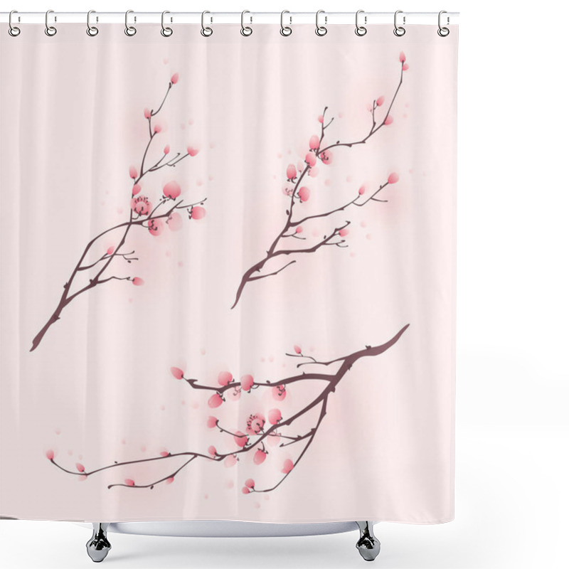 Personality  blossoming cherry branches shower curtains