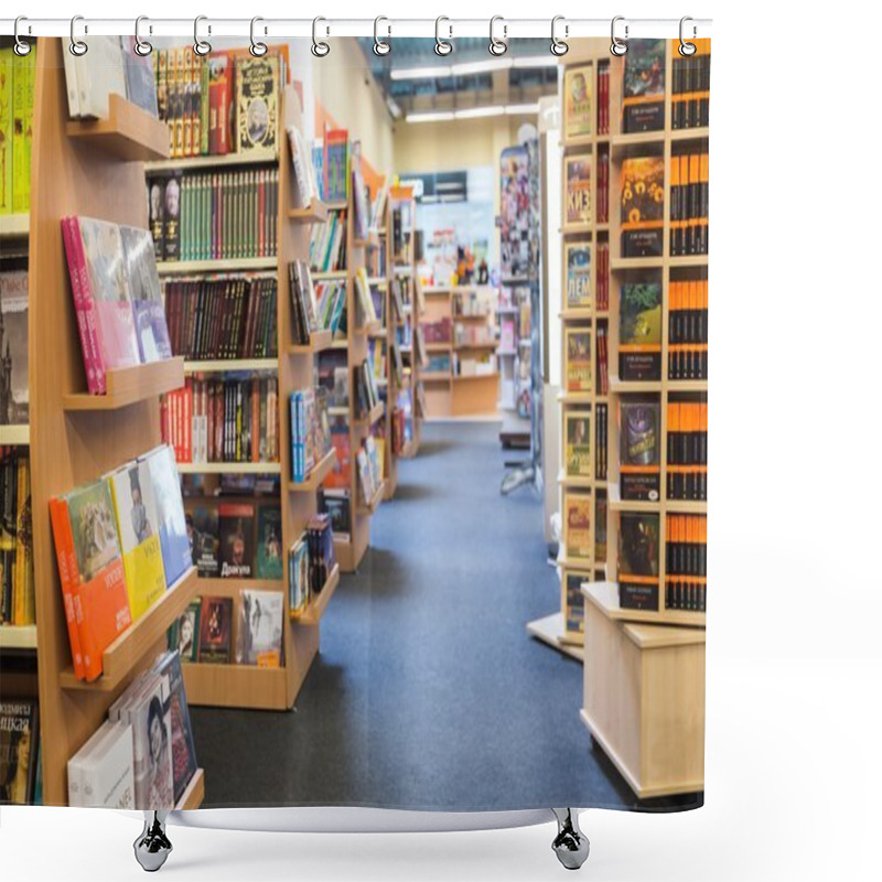 Personality  Library Book Shelves With Various Books Shower Curtains