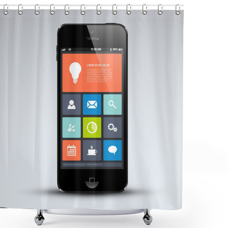 Personality  Modern Mobile Phone With Flat User Interface Shower Curtains