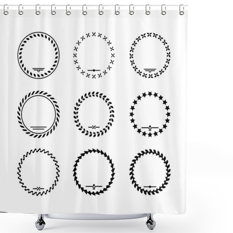 Personality  Set Icons Of Laurel Wreath And Modern Frames Shower Curtains