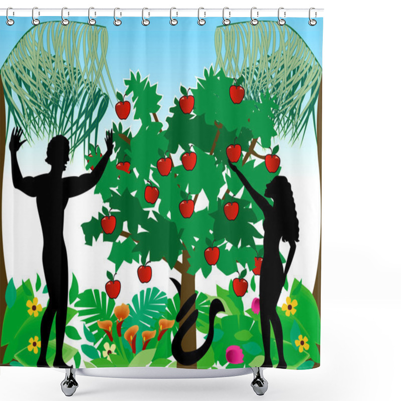 Personality  Adam & Eve Silhouettes Shower Curtains