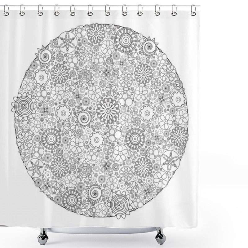 Personality  Circle Floral Ornament.   Shower Curtains