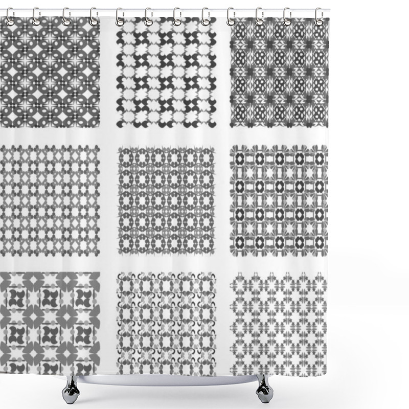 Personality  Set Black And White Geometric Patterns Background Shower Curtains