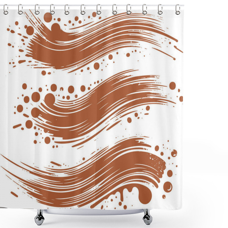 Personality  Abstract Brown Brush Strokes With Splatter Effect In Digital Art Style Shower Curtains