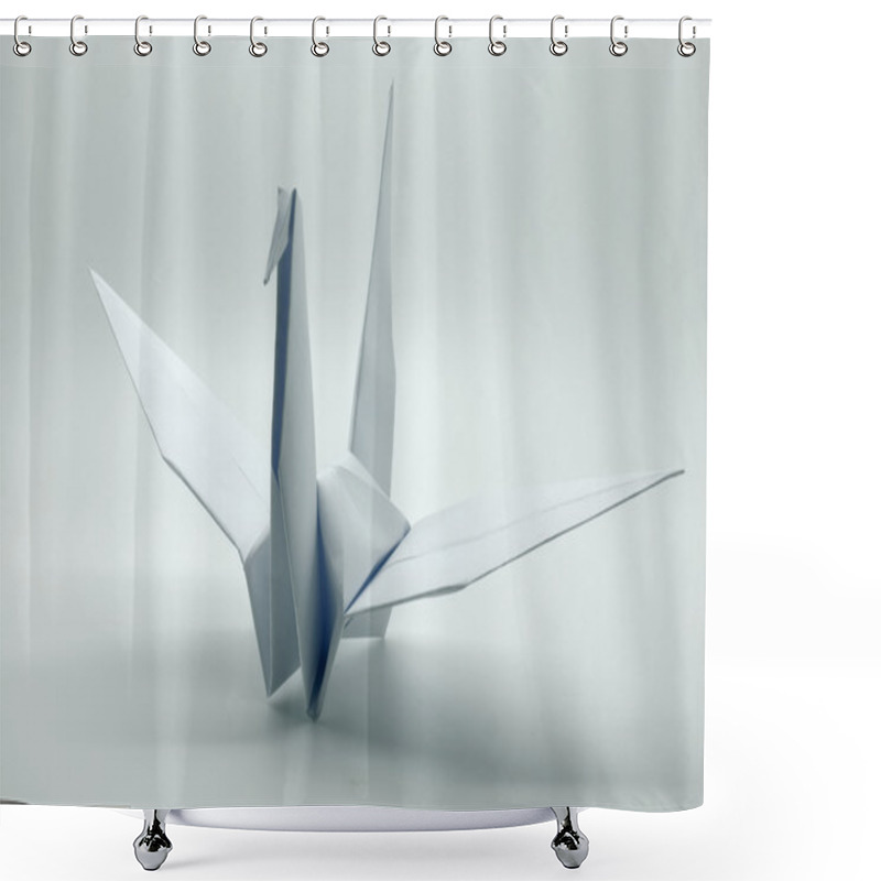 Personality  White Origami Crane, Bird, Paper Shower Curtains