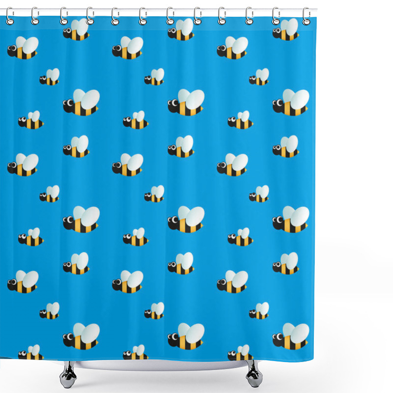 Personality  Seamless Pattern With Funny Flying Bees On Sky  Shower Curtains