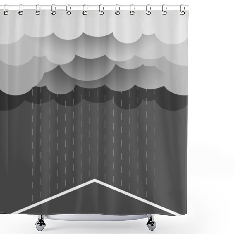 Personality  Rain.Vector Image With Dark Clouds In Wet Day Shower Curtains