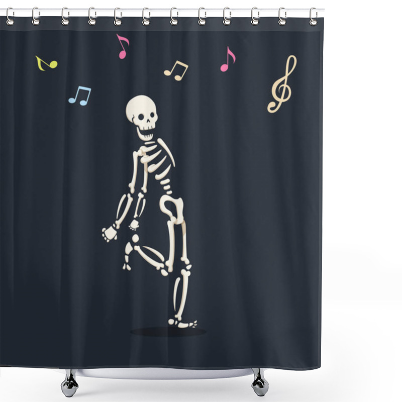 Personality  Funny Dancing Cartoon Skeleton Illustration Shower Curtains