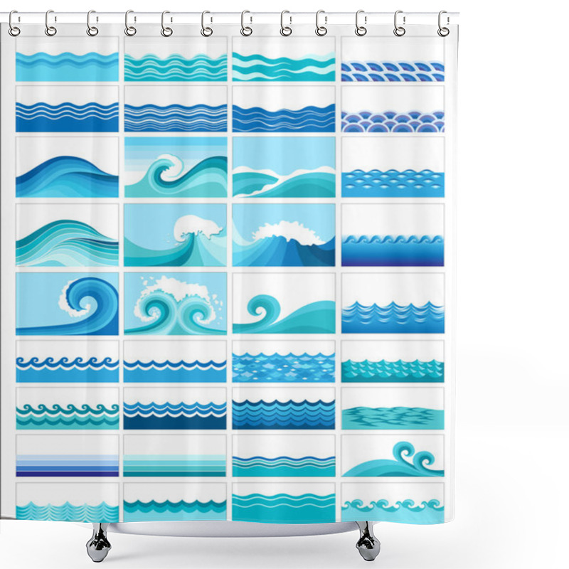 Personality  Set Topics With Stylized Waves Shower Curtains