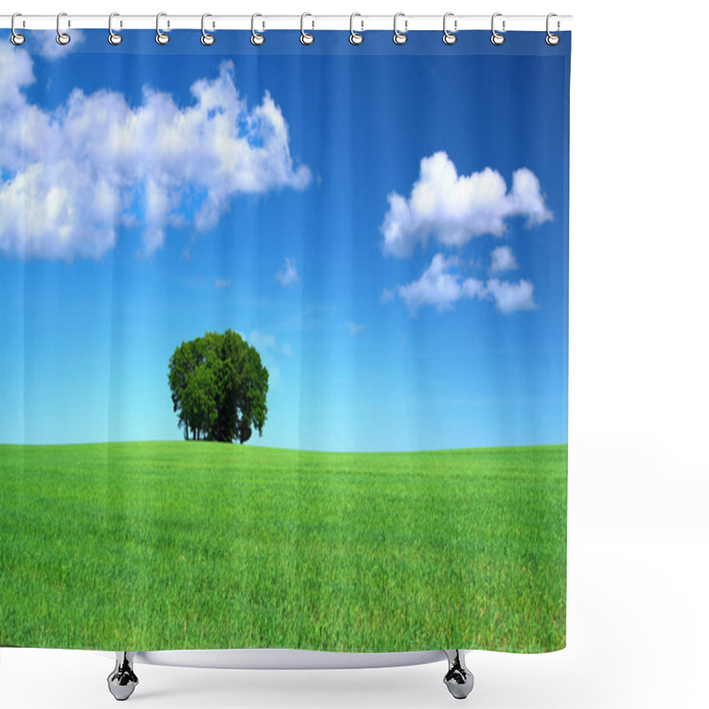 Personality  Grass Field And A Bunch Of Trees Shower Curtains