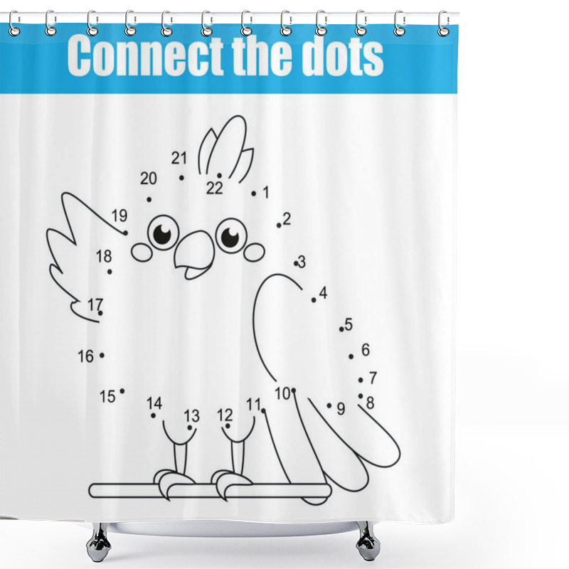 Personality  Connect The Dots Children Educational Drawing Game. Dot To Dot By Numbers Game For Kids. Printable Worksheet Activity For Toddlers With Cartoon Parrot Shower Curtains