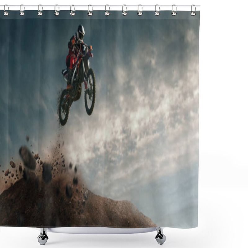 Personality  Moto Freestyle. Motorcycle Stunt Rider  Shower Curtains