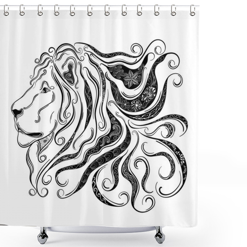 Personality  Lion Doodle Illustration Shower Curtains