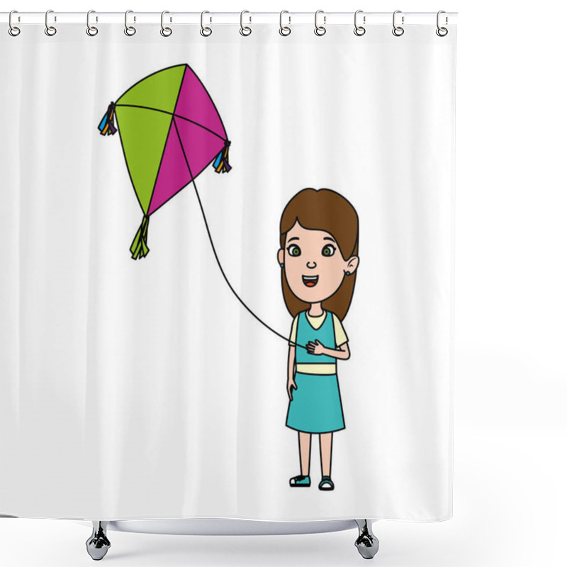 Personality  Little Girl Flying Kite Shower Curtains